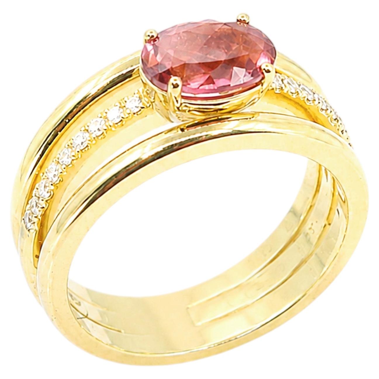 Georgios Collections 18 Karat Yellow Gold Blush Tourmaline and Diamond Ring