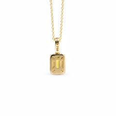 Georgios Collection 18 Karat Yellow Gold Emerald-Cut Citrine Halo Pendant