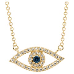 Georgios Collections 18 Karat Yellow Gold Evil Eye Blue Diamond Pendant
