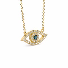 Georgios Collections 18 Karat Yellow Gold Evil Eye Blue Diamond Pendant