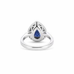 Georgios Collections 18 Karat White Gold Pear Sapphire Double Halo Diamond Ring