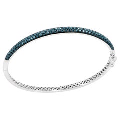 Georgios Collection 18 Karat White Gold Blue Diamond Pavé Bangle Bracelet