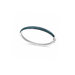 Georgios Collection 18 Karat White Gold Blue Diamond Pavé Bangle Bracelet