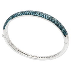Georgios Collection 18 Karat White Gold Blue Diamond Pavé Bangle Bracelet