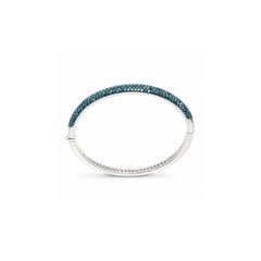 Georgios Collection 18 Karat White Gold Blue Diamond Pavé Bangle Bracelet