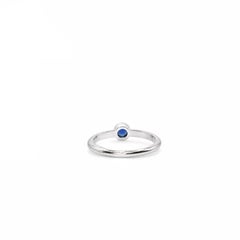 Georgios Collections 18 Karat White Gold Round Sapphire and Diamond Bezel Ring