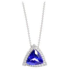 Georgios Collection 18 Karat White Gold Trillion Tanzanite Pendant with Diamonds