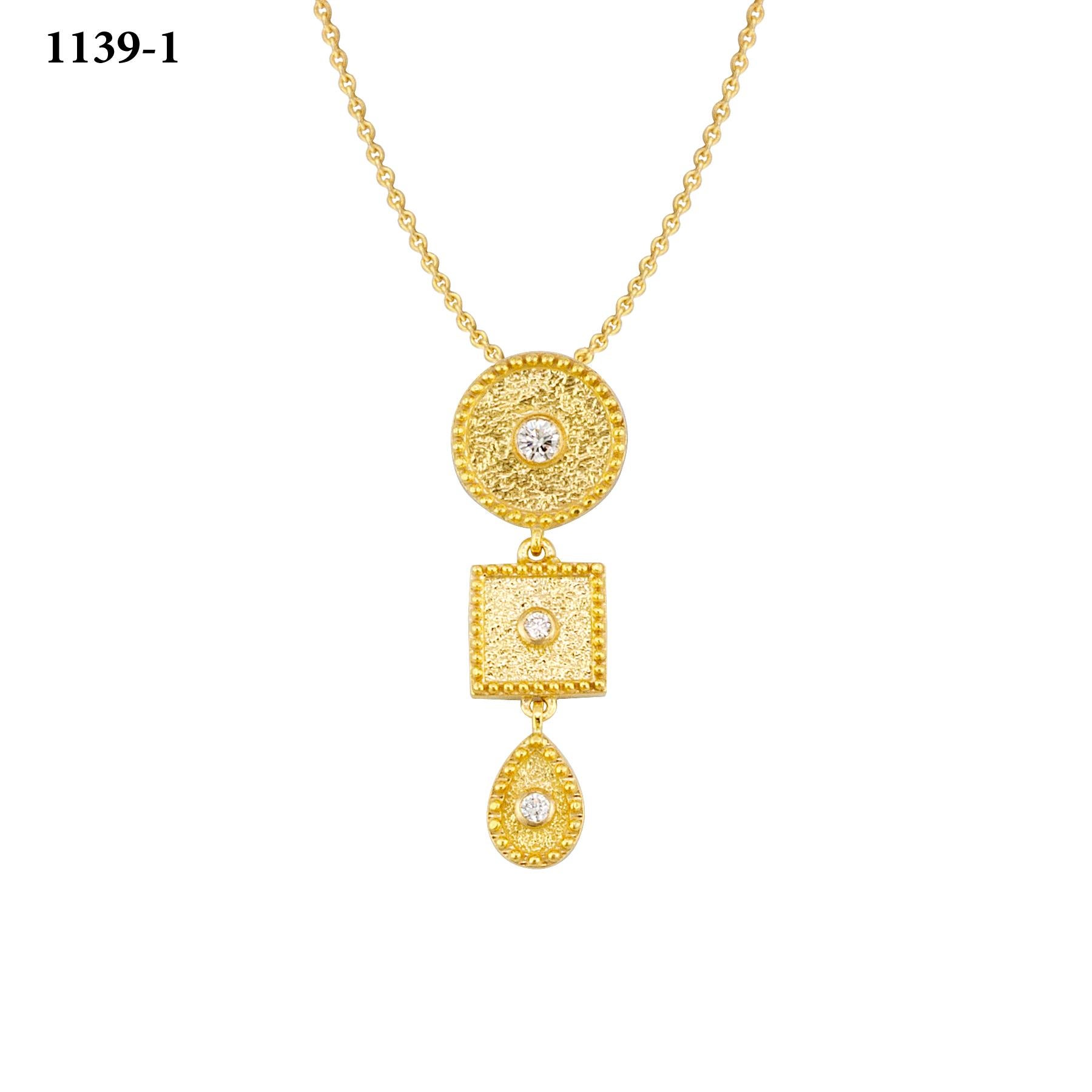 Georgios Collection 18 Karat Yellow Gold Diamond Pendant With Granulation Work im Zustand „Neu“ in Astoria, NY