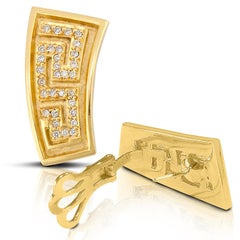 Georgios Collections 18 Karat Yellow Gold Diamond Earrings the Greek Key Design