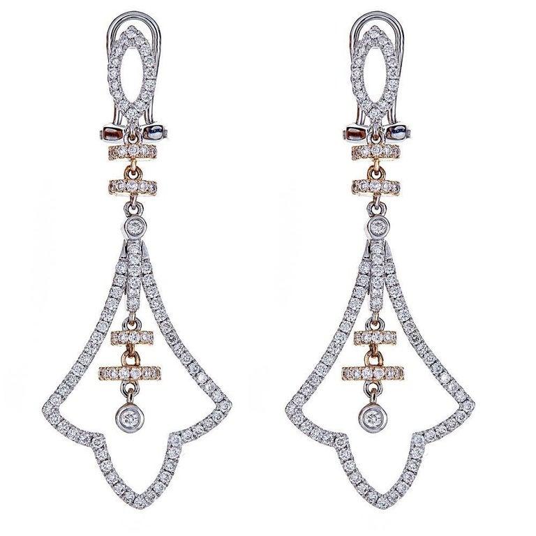 14 Karat Two Tone Gold And 1 72 Carat Diamond Earrings For At Contemporary 14 Karat Two Tone Gold And 1 72 Carat Diamond Earrings For