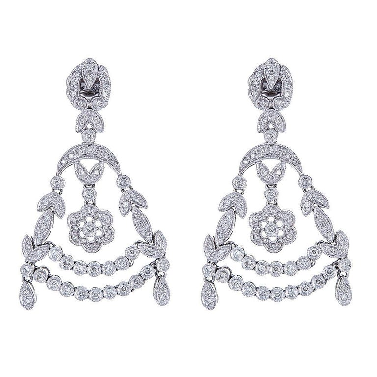 18 Karat White Gold 1 14 Carat Diamond Earrings For At 1stdibs Contemporary 18 Karat White Gold 1 14 Carat Diamond Earrings For