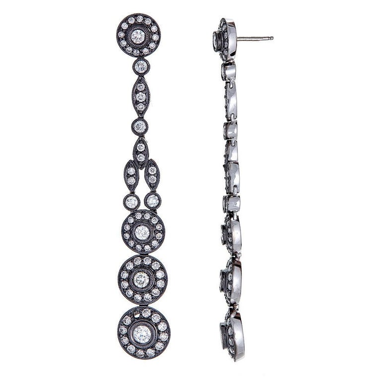 18 Karat White Gold With Black Rhodium Patina And 1 2 Carat Diamonds Contemporary 18 Karat White Gold With Black Rhodium Patina And 1 2 Carat Diamonds Earrings For