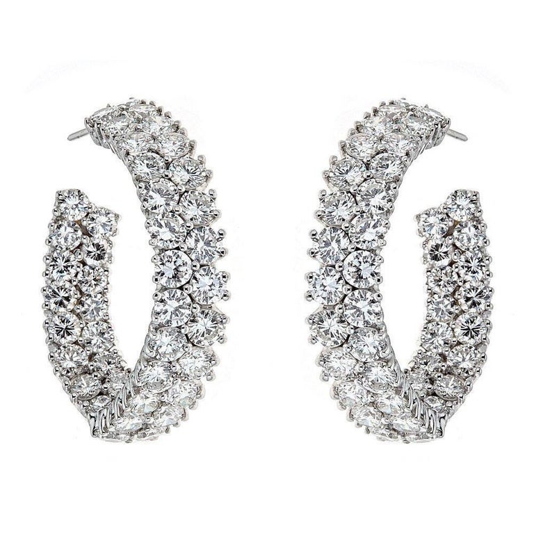 18 Karat White Gold And 10 0 Carat Diamond Earrings For At 1stdibs Contemporary 18 Karat White Gold And 10 0 Carat Diamond Earrings For