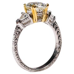 Platinum 2.5 TCW Diamond Solitaire Ring Engagement Ring Designed by Tacori 