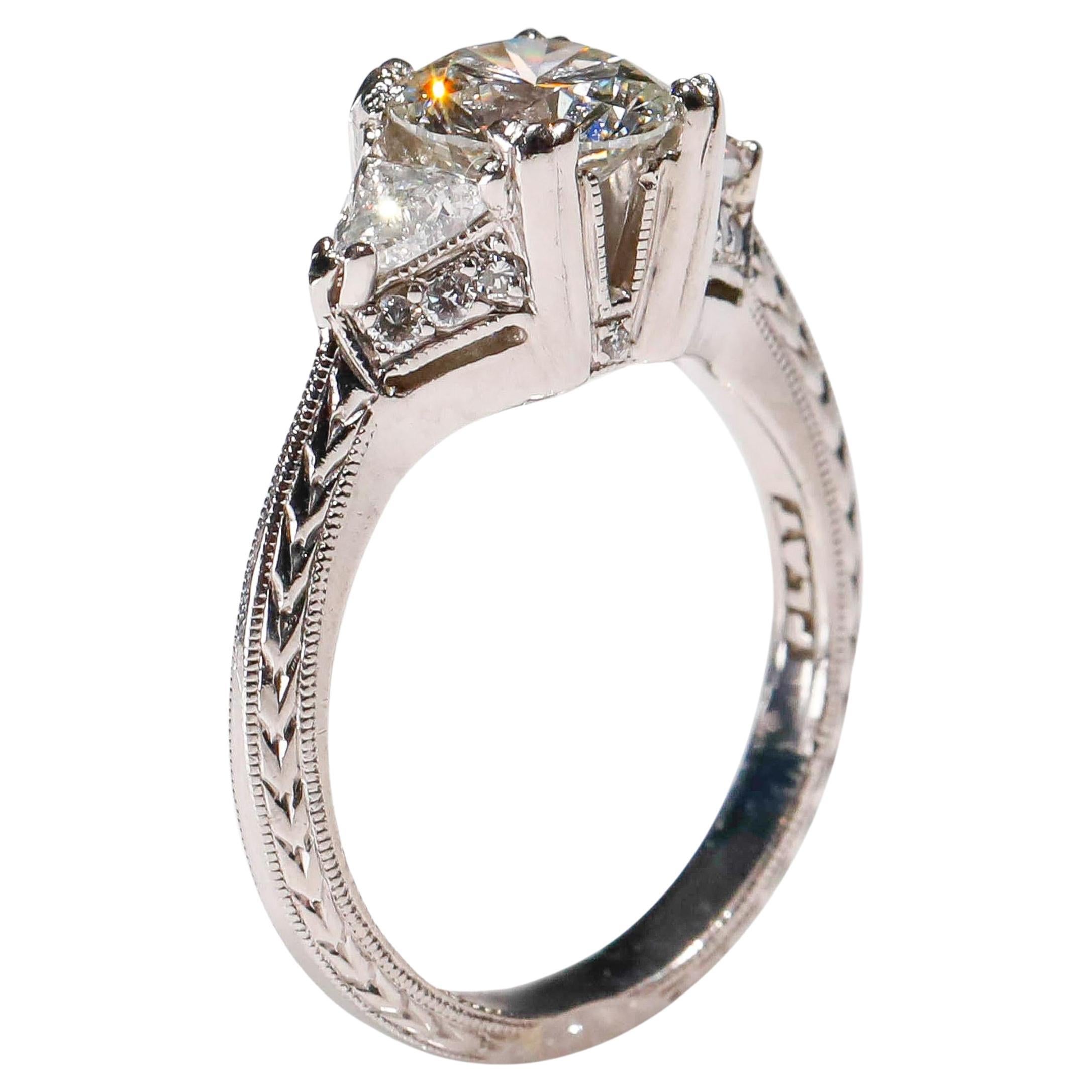 Tacori Platinum 2.98 Carat Diamond Vintage Style Engagement Ring Fine Jewelry For Sale