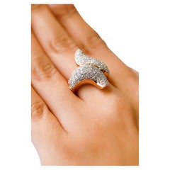 Used 14 Karat Rose Gold 2.62 Carat Round Cut Pave Diamond Wrap Fashion Ring
