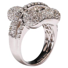 14 Karat White Gold 2.47 Carat Round Cut Pavé White Diamond Dome Fashion Ring