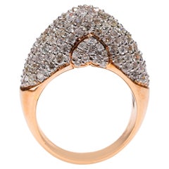 14 Karat Rose Gold 3.4 Carat Brilliant Round Cut White Diamond Band Ring 