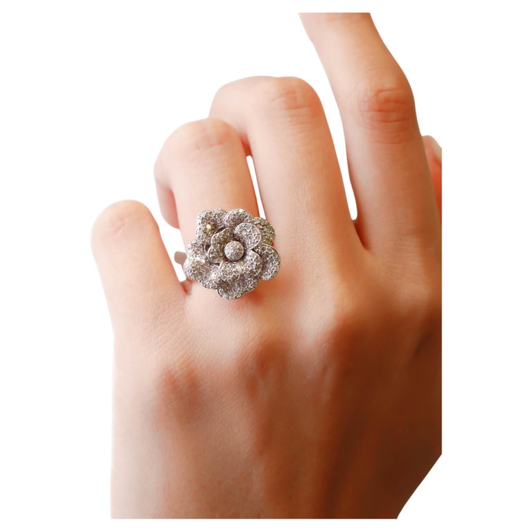 Pave Flower Cocktail Ring - 118 For Sale on 1stDibs