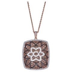 2.7ct Diamond Accent Designer Square Pendant Necklace in 18kt Rose Gold By Gregg