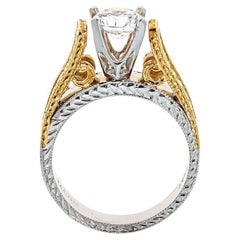 Bague de fiançailles flottante en or bicolore 18 carats avec diamants GH SI de 0,50 carat par Tacori