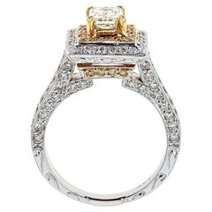 2.15 TCW Radiant Cut G VS Diamond  Engagement Ring 18k Two-tone Gold