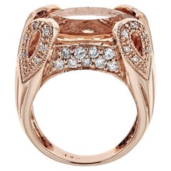 10 TCW Oval Morganite and Diamond accent Cocktail Ring in 14 karat Rose Gold