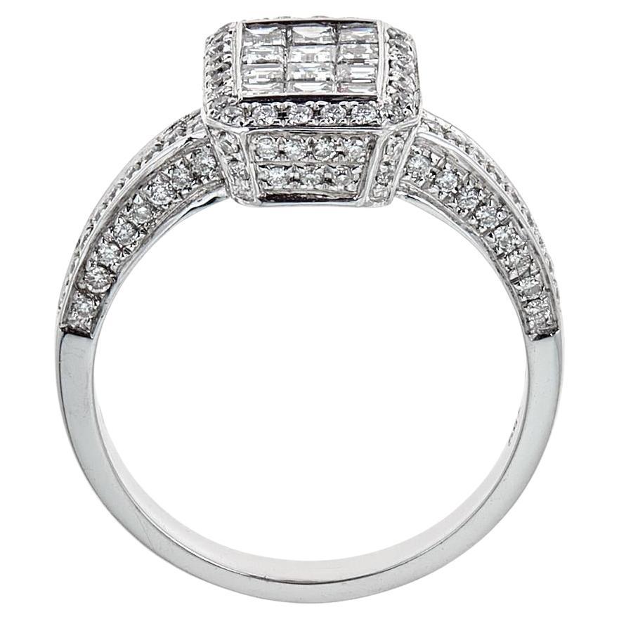 Gregg Ruth 18k White Gold 1.0 Carat Princess Cut Diamond Engagement Ring Sz 6.5 For Sale