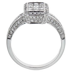 Gregg Ruth Bague de fiançailles en or blanc 18 carats avec diamant taille princesse de 1,0 carat, taille 6,5