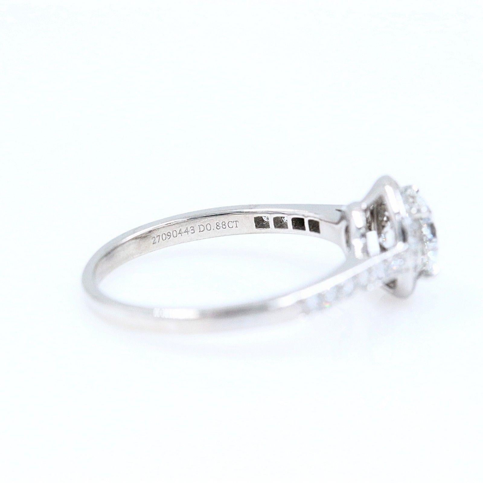 Round Cut Tiffany & Co. Embrace Platinum Diamond Engagement Ring 1.10 Carat E IF