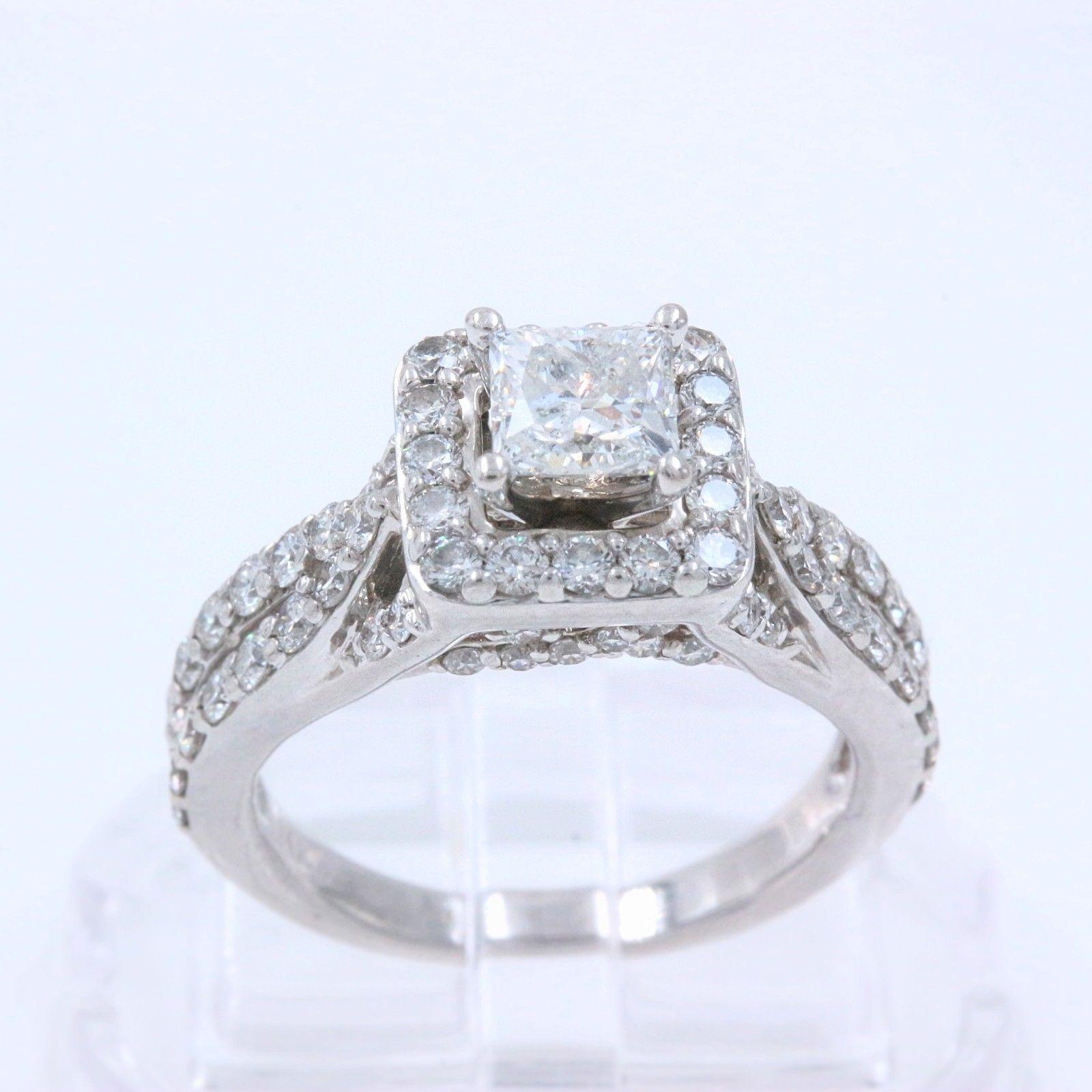 Princess Cut Tolkowsky Diamond Engagement Ring Princess 1.56 Carat 14 Karat White Gold For Sale