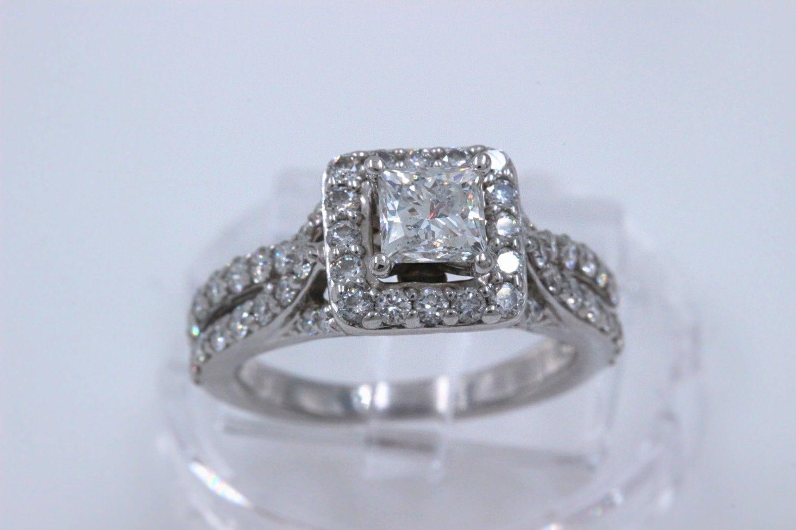 Tolkowsky Diamond Engagement Ring Princess 1.56 Carat 14 Karat White Gold In Excellent Condition For Sale In San Diego, CA