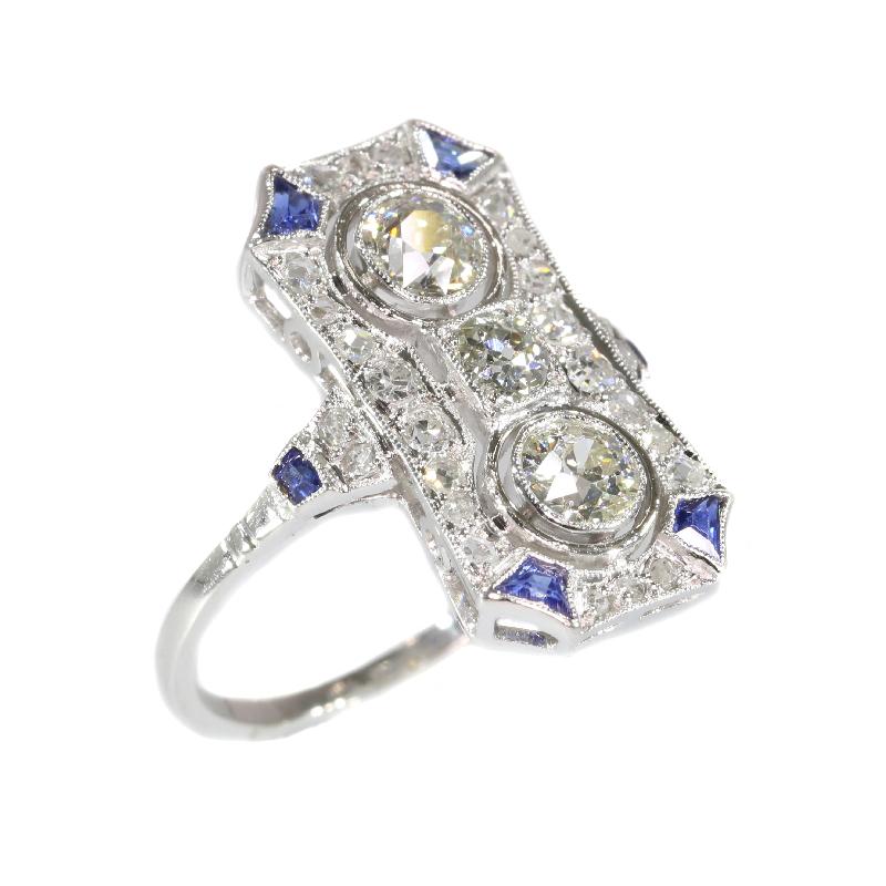 Typical Art Deco Platinum Diamond Engagement Ring For Sale 3