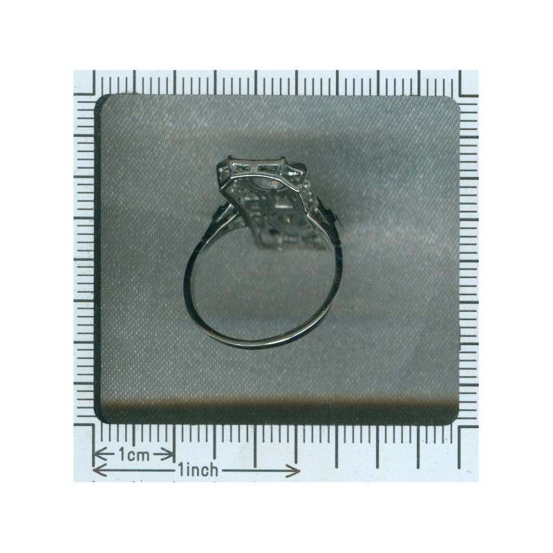 Typical Art Deco Platinum Diamond Engagement Ring For Sale 11