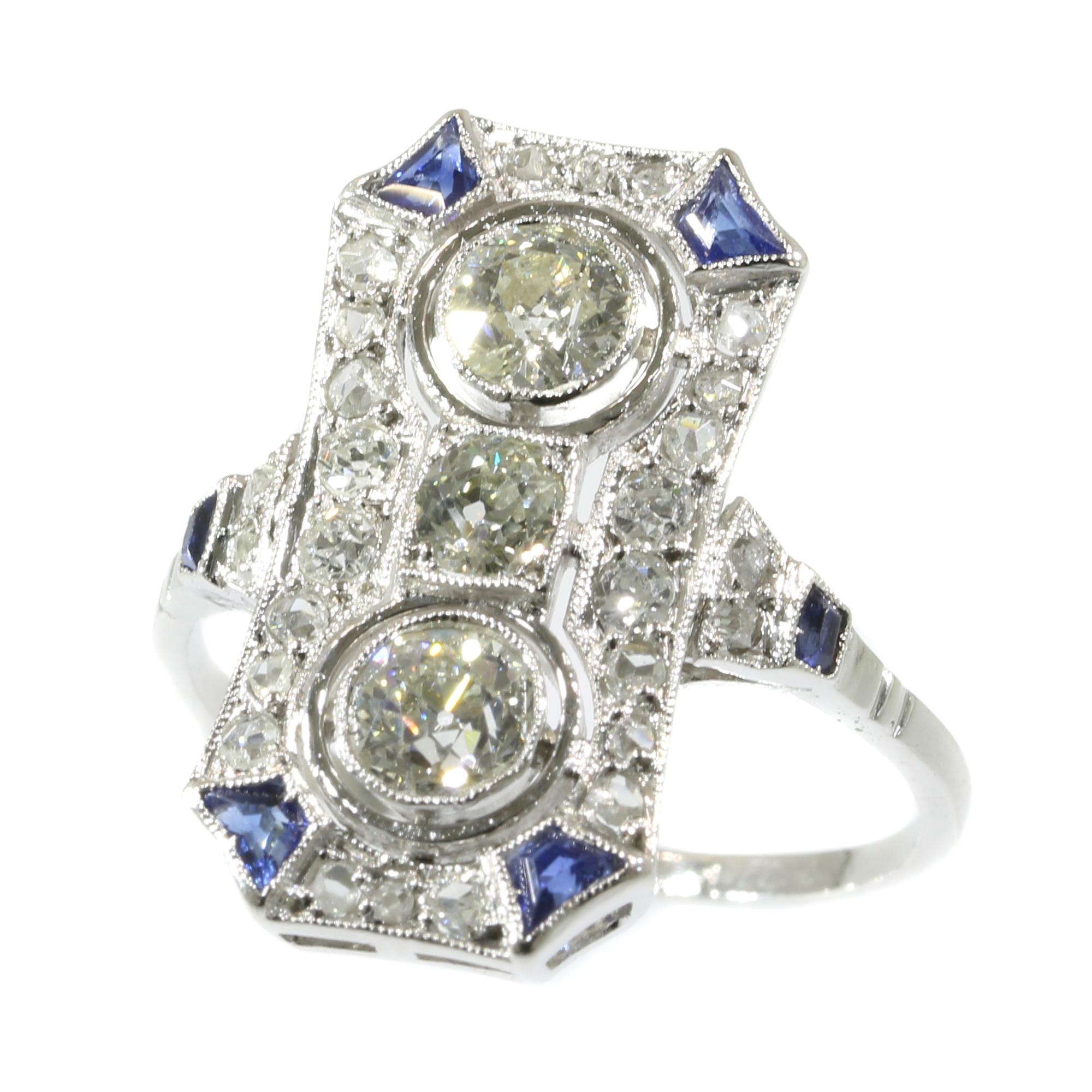 Typical Art Deco Platinum Diamond Engagement Ring For Sale