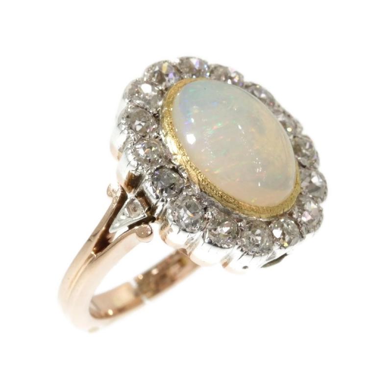 Antique Victorian Opal and Diamond Ring Multifunctional as Necklace Clasp, 1880s For Sale 4