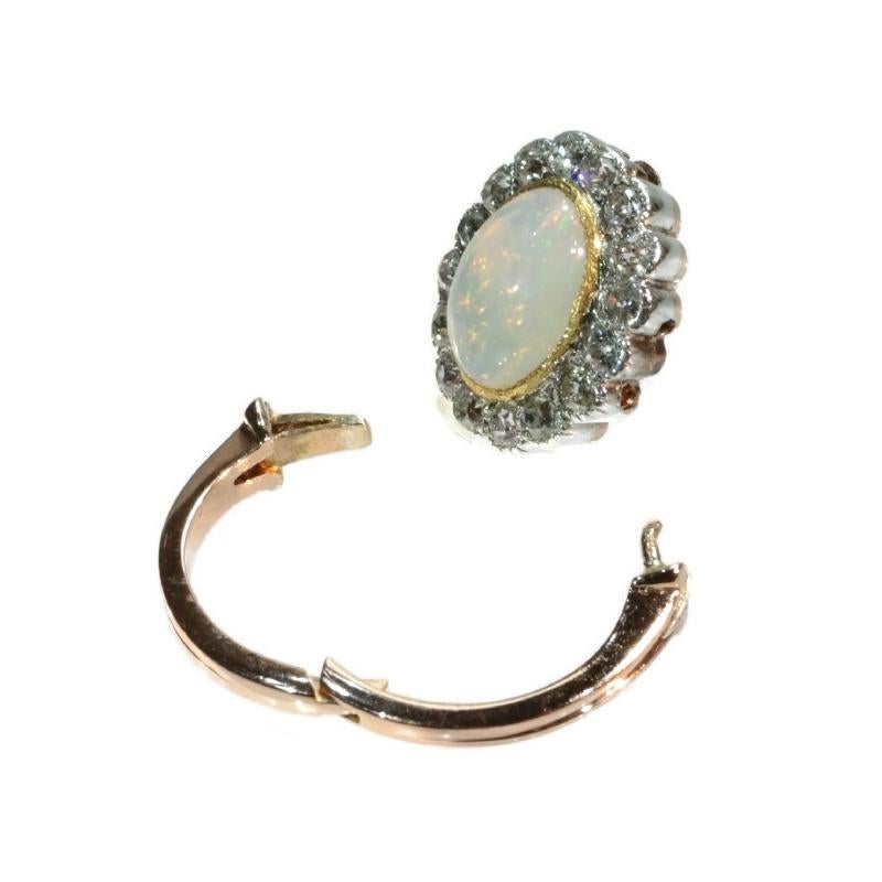 Antique Victorian Opal and Diamond Ring Multifunctional as Necklace Clasp, 1880s For Sale 8