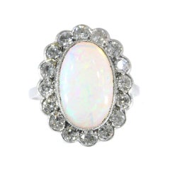 Vintage Diamond Opal Engagement Ring with a Total Carat Weight of 5.12