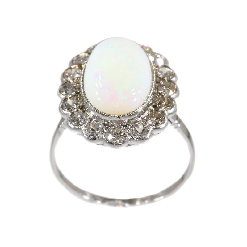 Retro Vintage Diamond Opal Engagement Ring with a Total Carat Weight of 5.12 For Sale