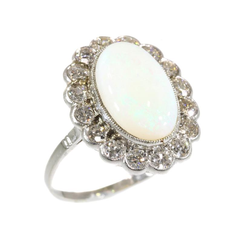 Vintage Diamond Opal Engagement Ring with a Total Carat Weight of 5.12 For Sale 2