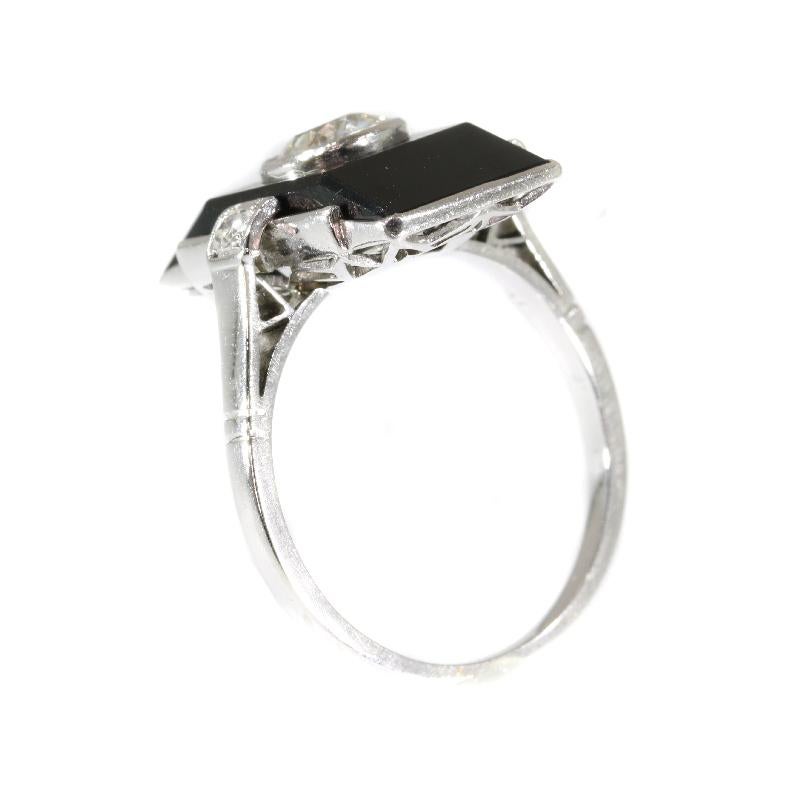 Women's Typical Art Deco Ring with Diamonds and Onyx, 1920s For Sale