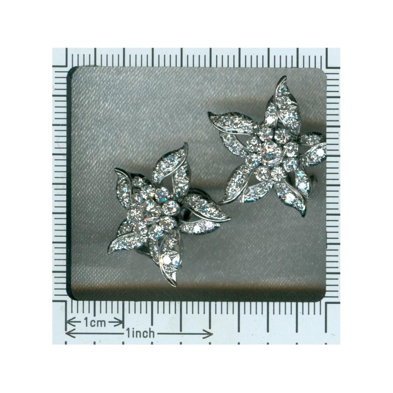Women's Estate Vintage Diamond Loaded ‘3.50 Carat’ Ear Clips, 1960s For Sale