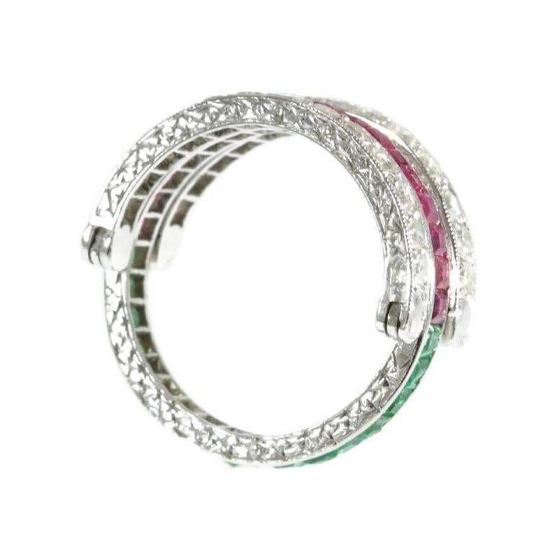 Women's Magnificent Eternity Band with Rubies and Emeralds and Hinged Diamond Parts