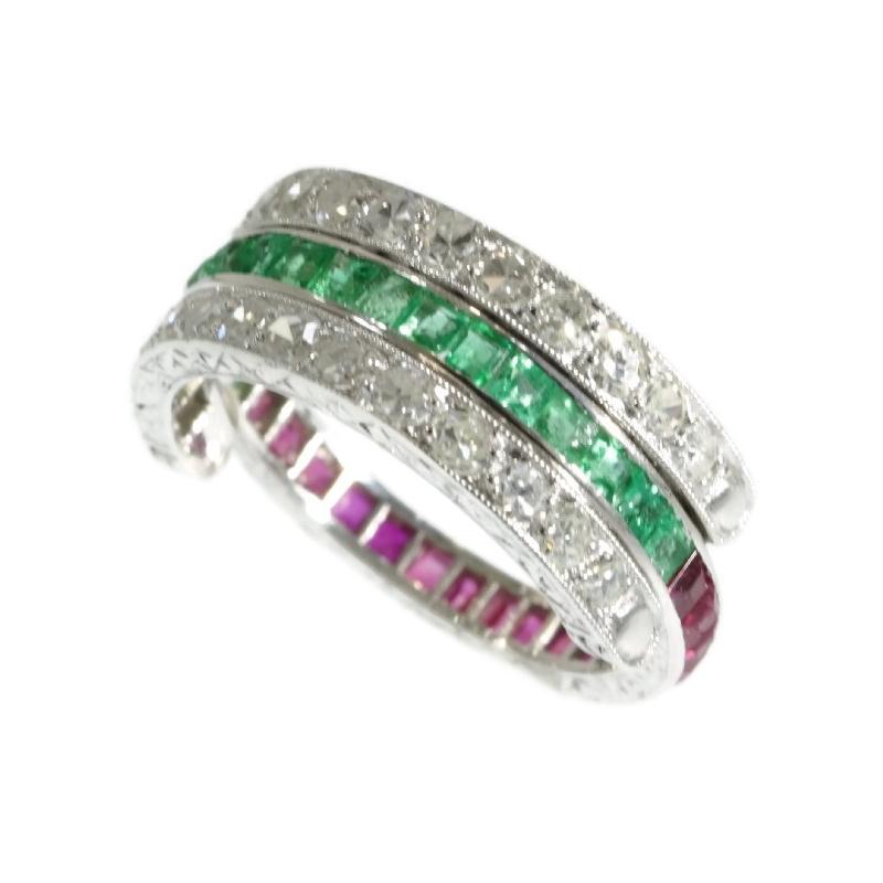 Magnificent Eternity Band with Rubies and Emeralds and Hinged Diamond Parts 2