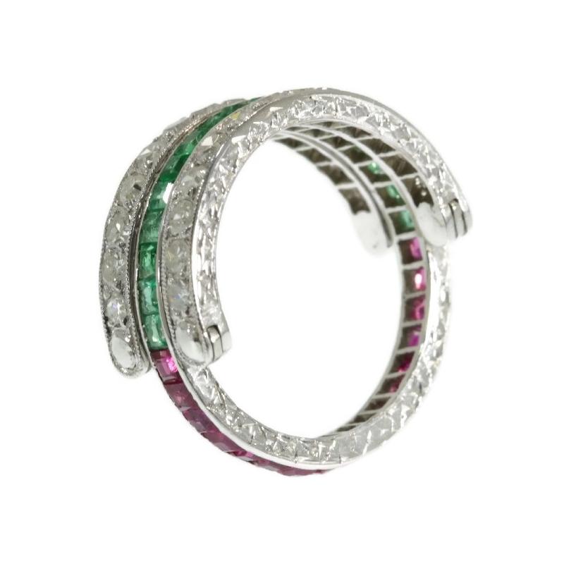 Magnificent Eternity Band with Rubies and Emeralds and Hinged Diamond Parts 4