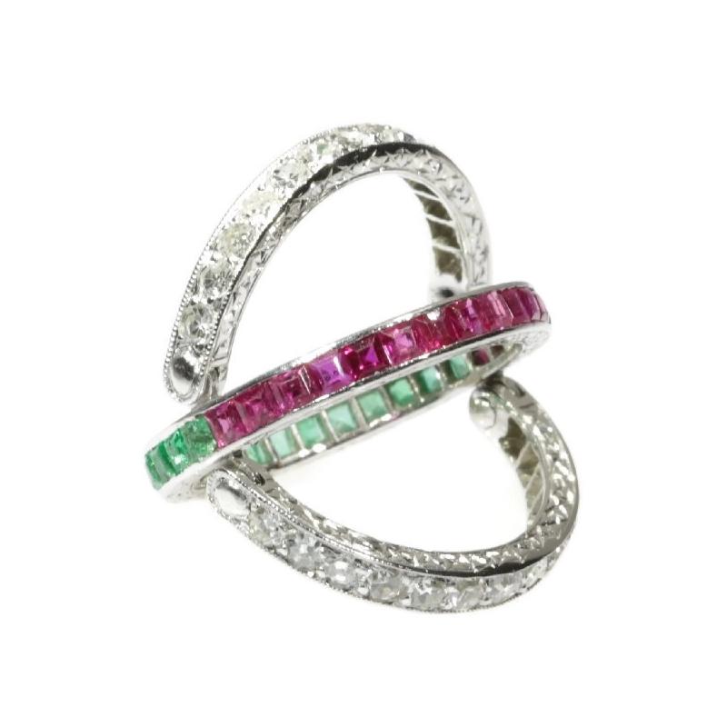 Magnificent Eternity Band with Rubies and Emeralds and Hinged Diamond Parts 8