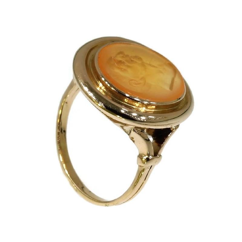 Early Victorian Antique Intaglio Gold Gents Ring, 1820s For Sale 3