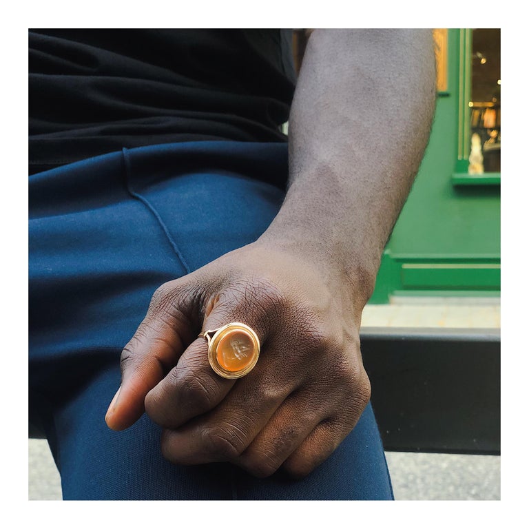 Early Victorian Antique Intaglio Gold Gents Ring, 1820s For Sale at 1stDibs