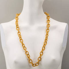 Vintage A Beautiful Long Gold Rope Necklace 1970s