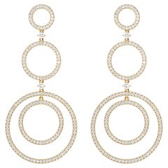 Earrings Hanging 3 Circles with Ct 2.38 of 18Kt Natural Diamonds Made in Italy